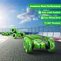 Pikkukuva 5 / 6: Kauko-ohjattava auto - RC-autolelut pojille - 4WD 2.4Ghz Kaksipuolinen 360° pyörivä RC-auto, syntymäpäivälahjoja lapsille 6 7 8-12 - Vihreä{EE}