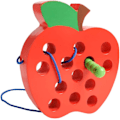 Miniatyrbild 1 av 6: Träsnörning Äpple Trådning Leksaker Trä Snörning Block Pussel Form Resa Spel Leksaker Tidig Inlärning Finmotorik Utbildningsgåva för 3 4 5 År Gammal