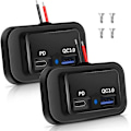 Pikkukuva 1 / 5: 2 kpl 12v/24v Caravan USB-pistorasia, Dual Pd3.0 Type-c (usb C) & Pikalataus Qc3.0 Usb-a Portti Paneliin Asennettava C