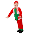 Miniatyrbild 5 av 7: Juldräkt för barn - Söt rosett, randig topp, hatt och byxor, 3 delar, rolig presentaskformad cosplaydräkt för pojkar och flickor M