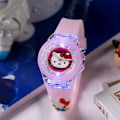 Miniatyrbild 1 av 3: Barnens tecknade silikon nattlysande kvartsarmbandsur LED-blinkande klockor Pink KT Cat