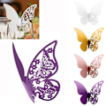 Miniatyrbillede 1 af 5: 20 stk. Sommerfugl Bryllup Vinglas Navneplads Kort Perlemorsagtig Golden