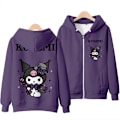 Miniatyrbilde 1 av 2: Anime-trykket sweatshirt med glidelås for kvinner, jakke, hettegenser, topp D M
