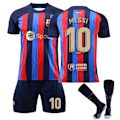 Miniatyrbild 1 av 3: Barcelona Hemmadräkt No. 10 Messi No. 9 Lewandowski Sportkläder Set Barn Pojkar Fotbollsutrustning Spårkläder Set Tröja Shorts Strumpor Jersey Outfit Sportkläder #10 20