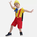 Pikkukuva 2 / 5: Pinocchio-asu lapsille, poikien pelleasu, hauska sirkus naamiaisasu Halloweenin, joulun ja karnevaalin asu M