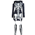 Miniatyrbillede 4 af 5: Halloween Kostume Dame Skelet Jumpsuit Bodysuit til fest M