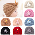 Miniatyrbild 1 av 4: Stickad Bebishatt, Pullover, Spädbarnshatt, Kaninhatt Snow bud color