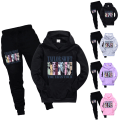 Miniatyrbild 2 av 3: Barn Tonåring Flickor Hoodie Sweatshirt Jogger Sweatpants Sport Träningsoverall Set Purple 140cm