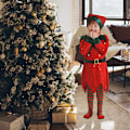 Miniatyrbild 3 av 5: Jultomte Kostym för Barn, Pojkar och Flickor, Jultomte Cosplay Dräkt Red 110cm