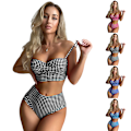 Miniatyrbild 4 av 5: Dam Push Up Bikini Padded Spetsat Baddräkt Set Hög Midja Baddräkt Badkläder Black M