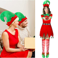 Miniatyrbild 6 av 7: Julkostym för barn, flicka och pojke, jultomte, älva, cosplay, festkläder 160cm