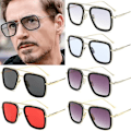 Pikkukuva 2 / 5: 3 kpl Unisex Marvel Avengers Iron Man Neliö Aurinkolasit Silver Frame Gradient Gray Lenses
