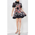 Pikkukuva 4 / 5: LUMINOSITY LIFTOFF FLOWER MINI Mekko Naisten Mekko Muoti Temperamentti Pystykaulus Loma Retro A-linjainen Painettu Lyhyt Mekko Black XL