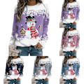 Miniatyrbild 5 av 6: Kvinnor Män Jul Tryckt Sweatshirt Långärmad Jumper Fest Xmas Pullover Topp C 2XL