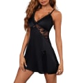 Miniatyrbild 2 av 9: Dam Dam Sexig Mesh Natt Miniklänning Underkläder Babydoll Underkläder Nattkläder Nattkläder] Black L