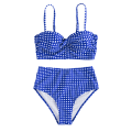 Miniatyrbild 3 av 5: Dam Push Up Bikini Padded Spetsat Baddräkt Set Hög Midja Baddräkt Badkläder Blue L