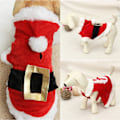 Miniatyrbild 2 av 3: Jultomte Kostym för Katt Valp Hund Festkläder Varm Outfit Vinterkläder A XS