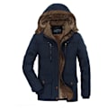 Miniatyrbild 1 av 2: Vinterjacka Herr Plus Size Bomullsstoppad Varm Parka Jacka Casual Konstgjord Päls Huva Fleece Lång Manlig Jacka Vindjacka Herr Blue 6XL