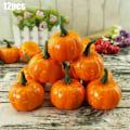 Miniatyrbild 1 av 2: 12 st konstgjorda pumpor, konstgjorda höst Halloween Thanksgiving fest dekoration rekvisita Yellow Pumpkin