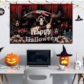 Pikkukuva 4 / 5: Halloween-koristeet valokuvaustausta kangas valokuvaustausta koristebanneri riippuva lippubanneri Spider