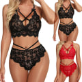 Miniatyrbild 4 av 6: Dam Push Up Spetsbh-set Lingerie Franska Knickers Trosor Underkläder Nattkläder Red M