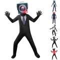 Miniatyrbild 2 av 3: Vuxen Skibidi Toalett TV Man Juldräkt Jumpsuit Mask Set A 190cm