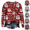 Miniatyrbild 2 av 6: Jultröjor Dam Jumper Lös Blus Damtröjor Jul Långärmad Topp C L