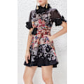 Pikkukuva 5 / 5: LUMINOSITY LIFTOFF FLOWER MINI Mekko Naisten Mekko Muoti Temperamentti Pystykaulus Loma Retro A-linjainen Painettu Lyhyt Mekko Black XL
