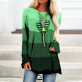 Miniatyrbillede 4 af 4: Dame St. Patricks Dag Grønne Lange Toppe T-shirt Sweatshirt Bluse D M