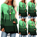 Miniatyrbillede 3 af 4: Dame St. Patricks Dag Grønne Lange Toppe T-shirt Sweatshirt Bluse D M