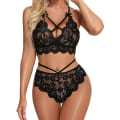 Miniatyrbild 3 av 7: Dam Push Up Spetsbh-set Lingerie Franska Knickers Trosor Underkläder Nattkläder Black M