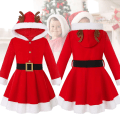 Miniatyrbild 1 av 8: Julklapp Klänning för Flickor med Huva Santa Claus Fancy Dress 130CM