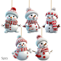 Miniatyrbild 2 av 5: 5 st julgransdekorationer 2D tecknad snögubbe hängen akryl prydnader för julhem 5PCS