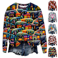 Miniatyrbild 5 av 6: Jultröjor Dam Jumper Lös Blus Damtröjor Jul Långärmad Topp C L
