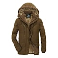 Miniatyrbild 1 av 2: Vinterjacka Herr Plus Size Bomullsstoppad Varm Parka Jacka Casual Konstgjord Päls Huva Fleece Lång Manlig Jacka Vindjacka Herr Brown 6XL