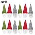 Miniatyrbillede 1 af 5: 12 stk. Juleløse Nisser Plysdukke Træ Ornamenter Dekoration green&grey&red*4 12PCS