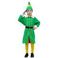 Pikkukuva 2 / 5: Lasten joulun poikien ja tyttöjen cosplay-tonttu- ja pellepuku green 100cm