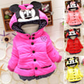 Miniatyrbillede 1 af 5: Piger Børn Mickey Minnie Vatteret Varm Vinterjakke Frakke Overtøj Rose red 8 ( 2-3 Years )