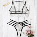 Miniatyrbild 5 av 5: Sexig Lingerie för Kvinnor Spets Babydoll Nattklänning Nattkläder T-String Underkläder BH-set XL