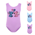 Miniatyrbild 3 av 5: Lilo & Stitch Tryckt Barnflickor Monokini Baddräkt Simdräkt Surf Strandkläder Pink 150cm
