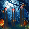 Miniatyrbillede 1 af 5: Halloween Lysende Spøgelse med Langt Hår, Dekoration til Hjemsøgt Hus