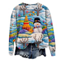 Miniatyrbild 1 av 6: Jultröjor Dam Jumper Lös Blus Damtröjor Jul Långärmad Topp B XL