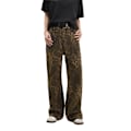 Miniatyrbillede 1 af 5: Leopard Jeans Dame Denim Bukser Kvinde Oversize Bred Ben Bukser M