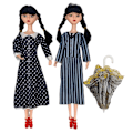 Pikkukuva 2 / 3: Wednesday Addams Family -sarjakuva-hahmolelu syntymäpäivälahjaksi, 28 cm Long sleeved polka dots