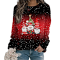 Miniatyrbild 1 av 3: Damernas Jul-T-shirt med Lång Ärm, Casual Sweatshirt, Pullover, Tunika Topp Red M