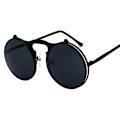 Pikkukuva 1 / 5: 3 kpl Unisex Aurinkolasit Metalliset Käännettävät Linssit Pyöreät Silmälasit Black Frame Black Lenses