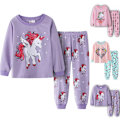 Miniatyrbild 2 av 3: 2-pack Barnflickor Pyjamas Enhörning Långärmad Tröja Nattkläder B 120cm