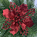 Miniatyrbilde 3 av 5: 10 stk. Jule Glitter Blomst Trepynt Jul White