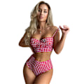 Miniatyrbild 1 av 5: Dam Push Up Bikini Padded Spetsat Baddräkt Set Hög Midja Baddräkt Badkläder Rose red L