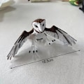 Miniatyrbillede 2 af 2: 3D-printet, bevægelig tårnugle – Realistisk ugle med 16,5 cm vingefang Grey
